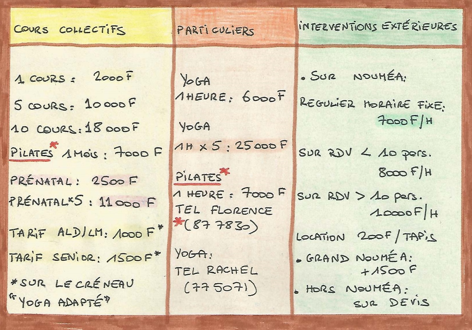 Tarifs